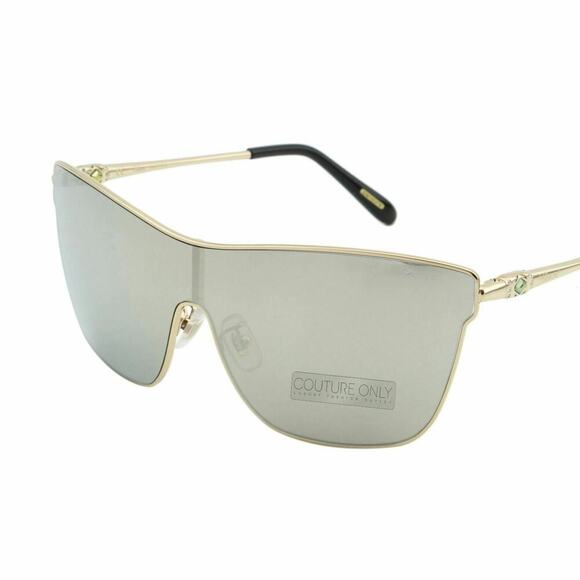 New Chopard Women Shield Sunglasses Pale Gold Frame Gray Mirrored Lens SCH-C20S - Picture 8 of 14